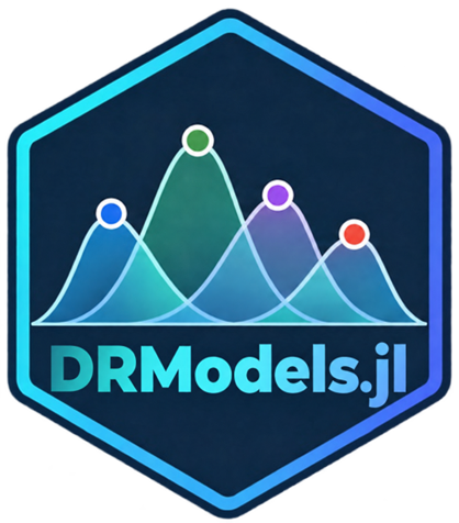 DRModels.jl hexagonal badge with four overlapping response curves